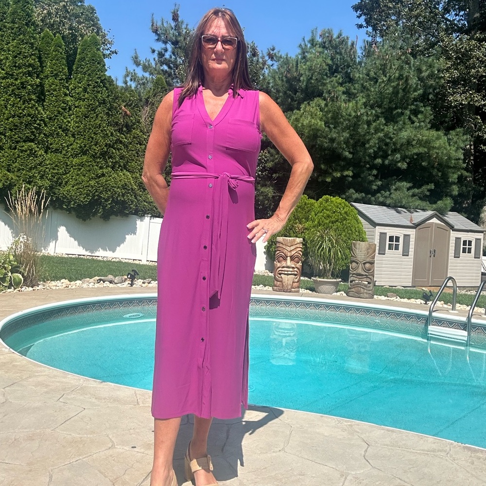 Elegant Purple Sleeveless Dress by White House Black Market